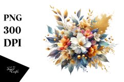 Vibrant Jasmine Gold Foil Bouquet | Sublimation Clipart Product Image 1