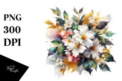 Vibrant Jasmine Gold Foil Bouquet | Sublimation Clipart Product Image 3