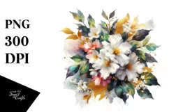Vibrant Jasmine Gold Foil Bouquet | Sublimation Clipart Product Image 3