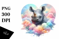 Baby Rhino with Heart PNG Product Image 1