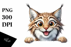 Cute Watercolor Lynx with Stars | Sublimation Clipart Product Image 1