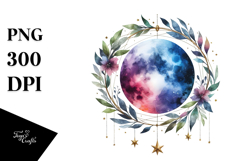 Vibrant Watercolor Abstract Moon Clipart Product Image 1