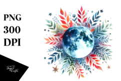 Vibrant Watercolor Abstract Moon Clipart Product Image 1