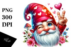 Valentines Gnome winking PNG Product Image 1