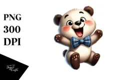 Cute Cartoon Bear with Bow Tie PNG Product Image 1