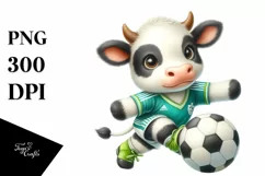 Pastel Cute Baby Cow Playing Handball | Sublimation Clipart Product Image 3