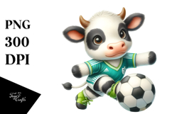 Pastel Cute Baby Cow Playing Handball | Sublimation Clipart Product Image 1