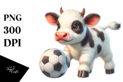 Pastel Cute Baby Cow Playing Handball | Sublimation Clipart Product Image 1