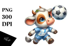 Pastel Cute Baby Cow Playing Handball | Sublimation Clipart Product Image 1