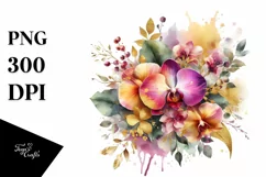 Vibrant Bouquet with Gold Foil | Sublimation | Clipart Product Image 1