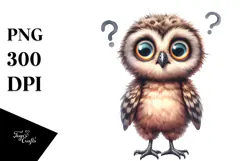 Baby Owl Confused Goofy Clipart Product Image 1