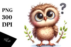 Funny Baby Owl with Flower Clipart Product Image 3