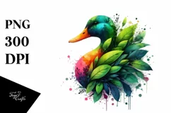 Abstract Duck with Plant Leaves, PNG Product Image 3
