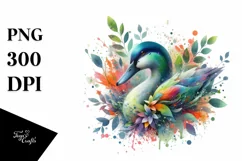 Abstract Duck with Plant Leaves, PNG Product Image 1