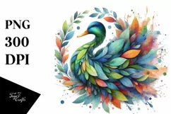 Abstract Duck with Plant Leaves, PNG Product Image 1