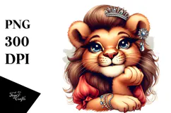 Detailed Funny Cute Lion Smiling | Sublimation Clipart Product Image 1
