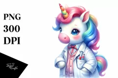 Colorful Baby Unicorn Lab Coat PNG Product Image 3