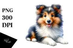 Watercolor Baby Collie PNG Product Image 1