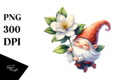 Cute Gnome Holding Jasmine, Transparent PNG Product Image 1