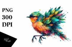 Abstract Bird with Plant Leaves, PNG Product Image 3