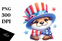 Watercolor Otter in USA Colors Product Image 1