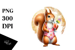 Squirrel in Beachwear with Cocktail PNG Product Image 1
