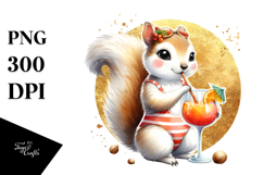 Cute Squirrel Drinking Cocktail PNG Product Image 1