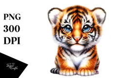 Cute Baby Tiger Watercolor PNG Product Image 1