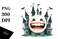 Funny Watercolor Halloween Castle Clipart Product Image 3