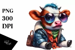 Vibrant Cow with Cool Haircut PNG Product Image 3