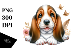 Watercolor Cute Basset Hound PNG Product Image 1