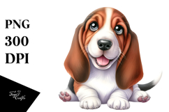 Watercolor Cute Basset Hound PNG Product Image 1