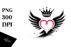 Simple Paintbrush Style Heart with Wings PNG Product Image 1