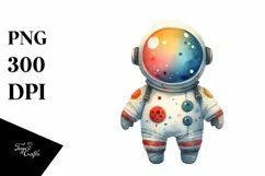 Colorful Whimsical Astronaut Boy Watercolor Product Image 1