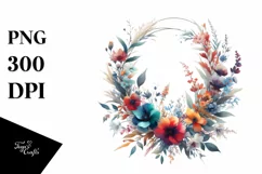 Colorful Watercolor Wreath | Sublimation | Clipart Product Image 1