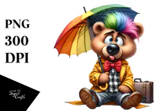 Goofy Bear with Raincoat, Transparent PNG Product Image 1