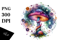 Colorful Watercolor Magical Mushroom Clipart Product Image 1