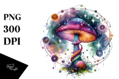 Colorful Watercolor Magical Mushroom Clipart Product Image 1