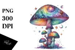 Colorful Watercolor Magical Mushroom Clipart Product Image 1