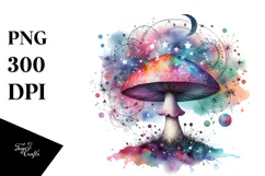 Colorful Watercolor Magical Mushroom Clipart Product Image 1