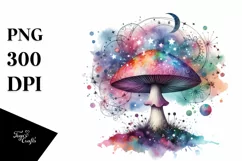 Colorful Watercolor Magical Mushroom Clipart Product Image 1