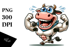 Goofy Cartoon Cow with Pure Joy PNG Product Image 1