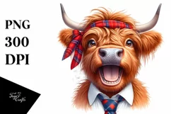 Watercolor Highland Cow Clipart Product Image 1
