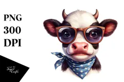 Funny Baby Cow with Sunglasses, PNG Product Image 1