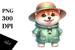 Cute Baby Akita in Sun Hat | Sublimation Clipart Product Image 1