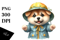 Confused Standing Akita in Sun Hat | Sublimation | Clipart Product Image 1