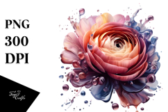 Glossy Abstract Ranunculus | Sublimation | Clipart Product Image 1