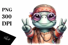 Funny Turtle Victory Sign Portrait | Clipart Product Image 1