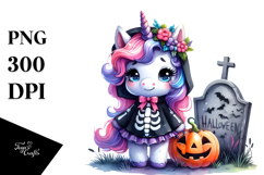 Cute Unicorn Halloween Drawing Product Image 1