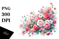 Colorful Pink Roses PNG Product Image 1